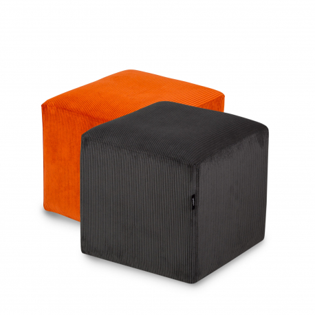 Pack 2 und | Puff Cube Pana Gris + Naranja 40x40